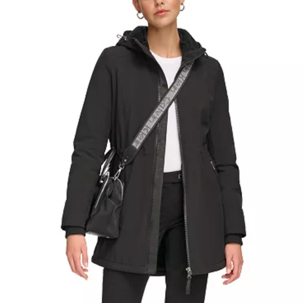 1 DAY SALE Calvin Klein Hooded Faux-Fur-Lined Anorak Raincoat Sz M